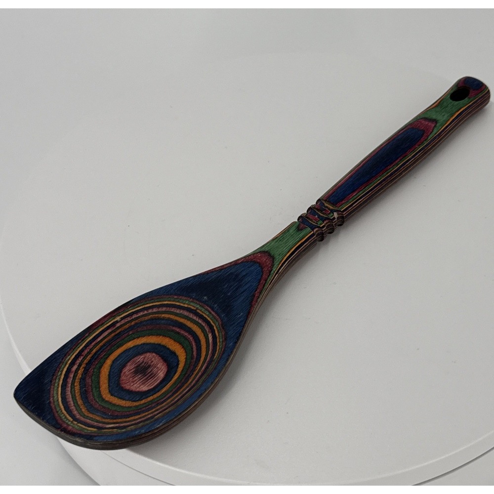 Island Bamboo Pakkawood 12" Corner Spoon‎ Rainbow